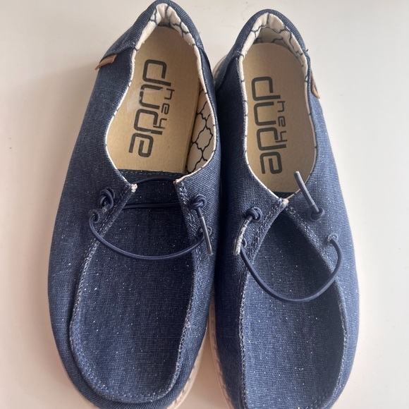 Hey Dude Other - Kids Hey Dude Blue Sparkle Denim Shoes (NWOT)